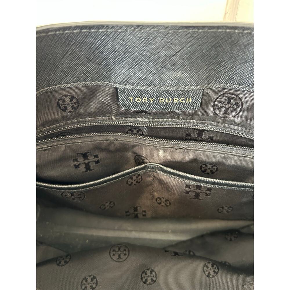 Tory Burch Emerson Black Tote Gold Hardware EUC w FLAWED STRAPS - Picture 9 of 16